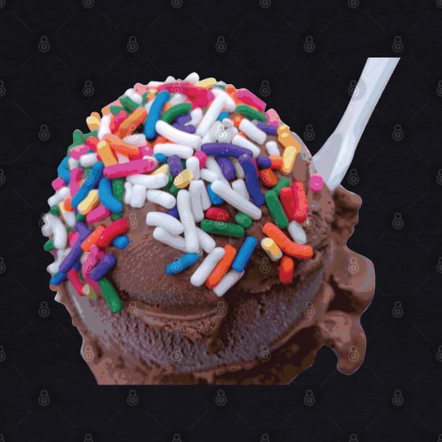 Warm Thoughts - Dark Chocolate Ice Cream with Rainbow Sprinkles by someartworker